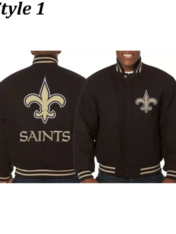 Varsity New Orleans Saints Black Wool Jacket