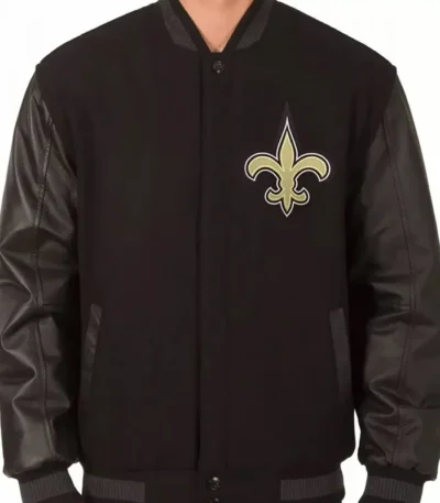 Varsity New Orleans Saints Black Wool Jacket