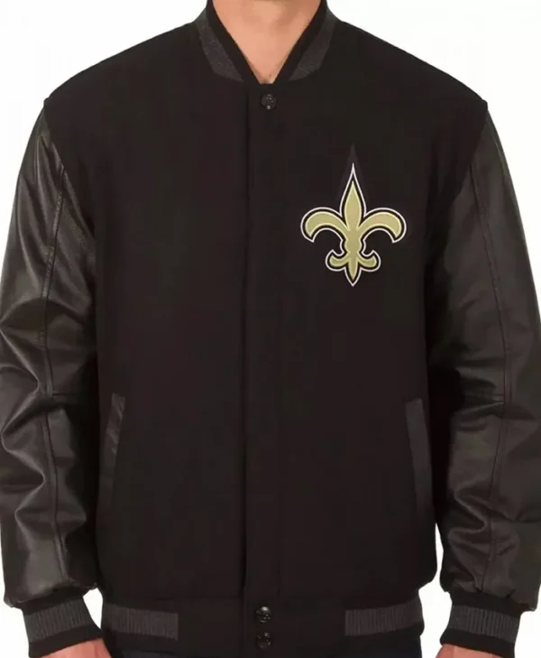 Varsity New Orleans Saints Black Wool Jacket