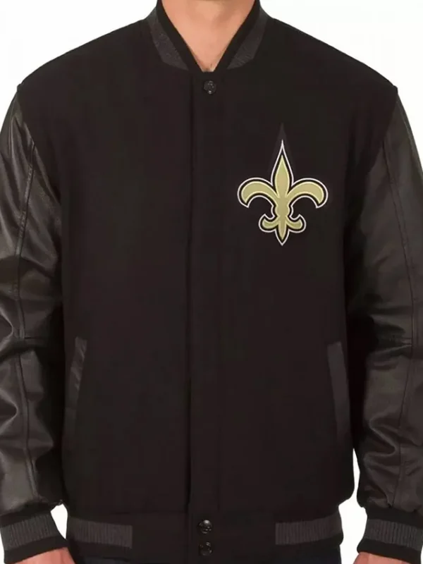 Varsity New Orleans Saints Black Wool Jacket