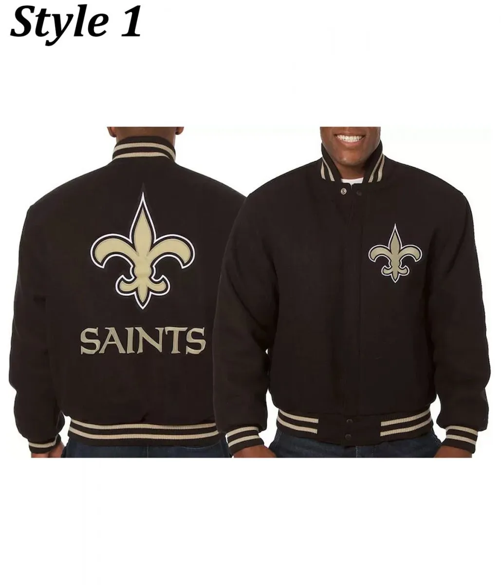 Varsity New Orleans Saints Black Wool Jacket Varsity New Orleans Saints Black Wool Jacket
