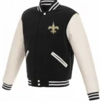 Varsity New Orleans Saints White and Black Jacket