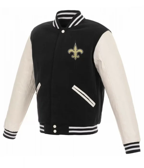 Varsity New Orleans Saints White and Black Jacket