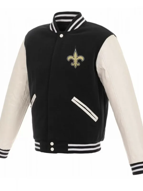 Varsity New Orleans Saints White and Black Jacket