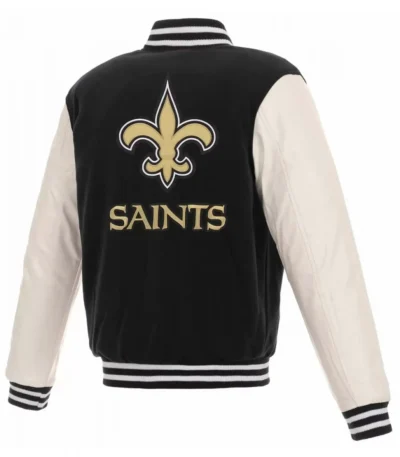 Varsity New Orleans Saints White and Black Jacket