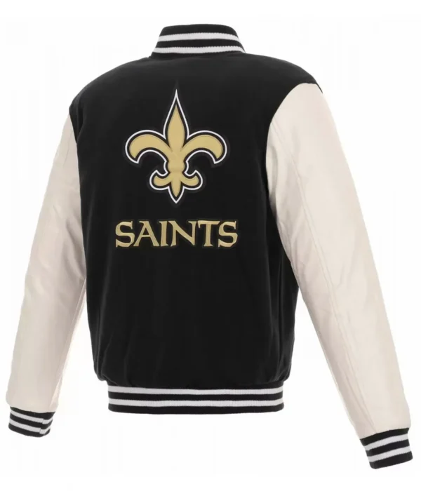 Varsity New Orleans Saints White and Black Jacket