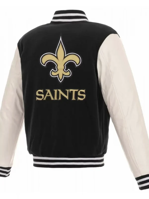 Varsity New Orleans Saints White and Black Jacket