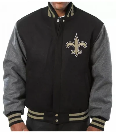 Varsity New Orleans Saints Wool Black and Gray Jacket