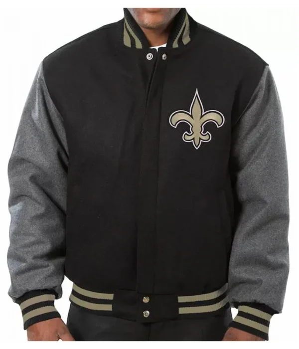 Varsity New Orleans Saints Wool Black and Gray Jacket