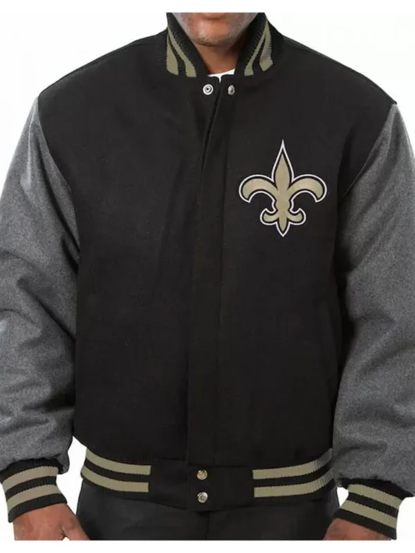 Varsity New Orleans Saints Wool Black and Gray Jacket