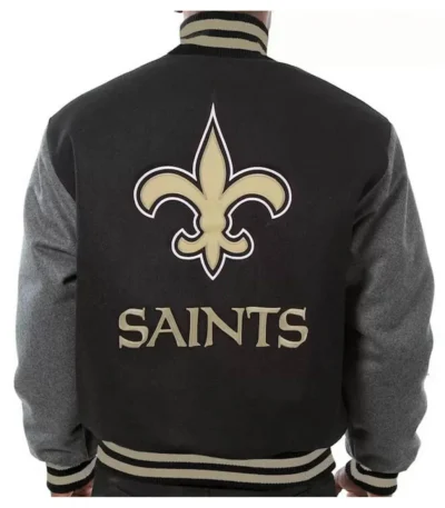 Varsity New Orleans Saints Wool Black and Gray Jacket