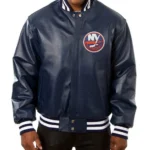 Varsity New York Islanders Navy Blue Leather Jacket