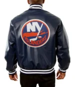 Varsity New York Islanders Navy Blue Leather Jacket