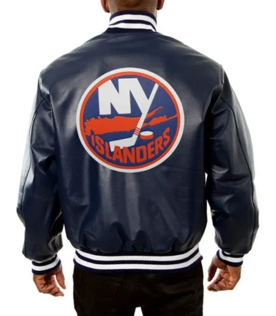 Varsity New York Islanders Navy Blue Leather Jacket