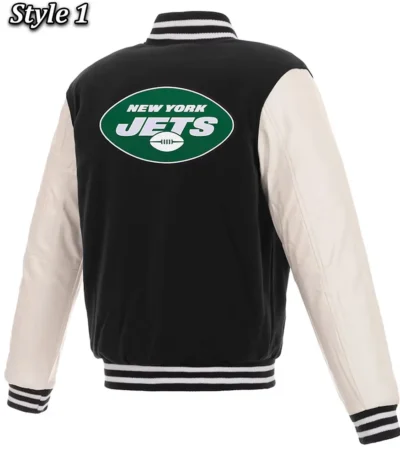 Varsity New York Jets Black and White Two-Tone Jacket