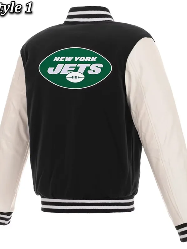 Varsity New York Jets Black and White Two-Tone Jacket