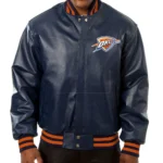 Varsity OKC Navy Blue Leather Jacket