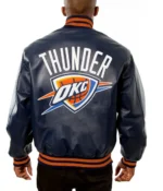 Varsity OKC Navy Blue Leather Jacket
