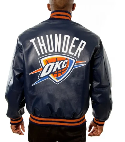 Varsity OKC Navy Blue Leather Jacket