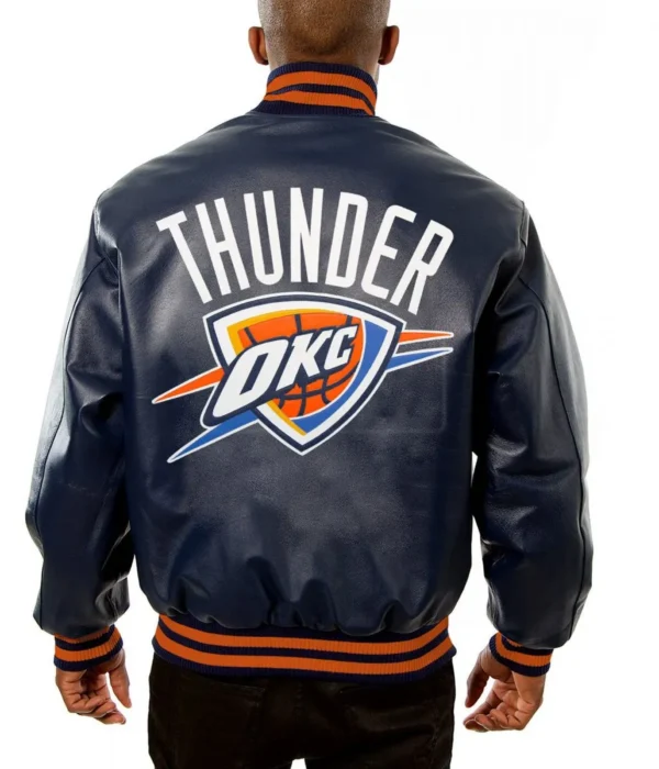 Varsity OKC Navy Blue Leather Jacket