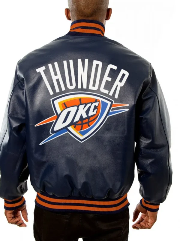 Varsity OKC Navy Blue Leather Jacket