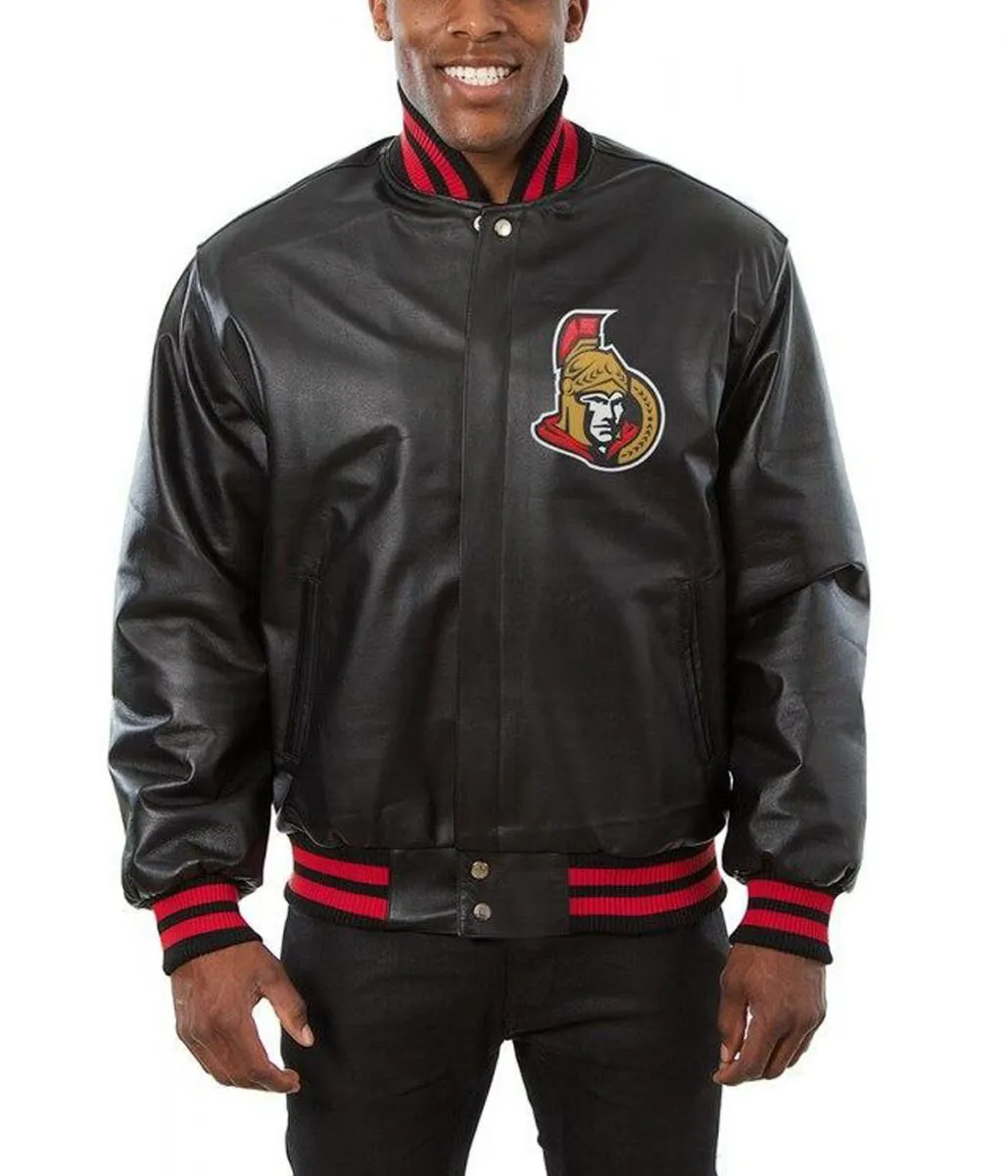 Varsity Ottawa Senators Black Leather Jacket Varsity Ottawa Senators Black Leather Jacket