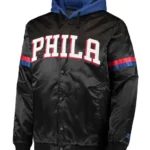 Varsity Philadelphia 76ers Black/Royal Full-Snap Hoodie Jacket