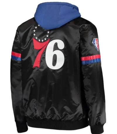 Varsity Philadelphia 76ers Black/Royal Full-Snap Hoodie Jacket