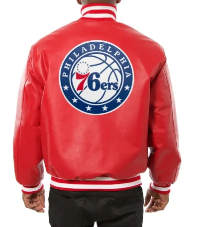 Varsity Philadelphia 76ers Red Leather Jacket