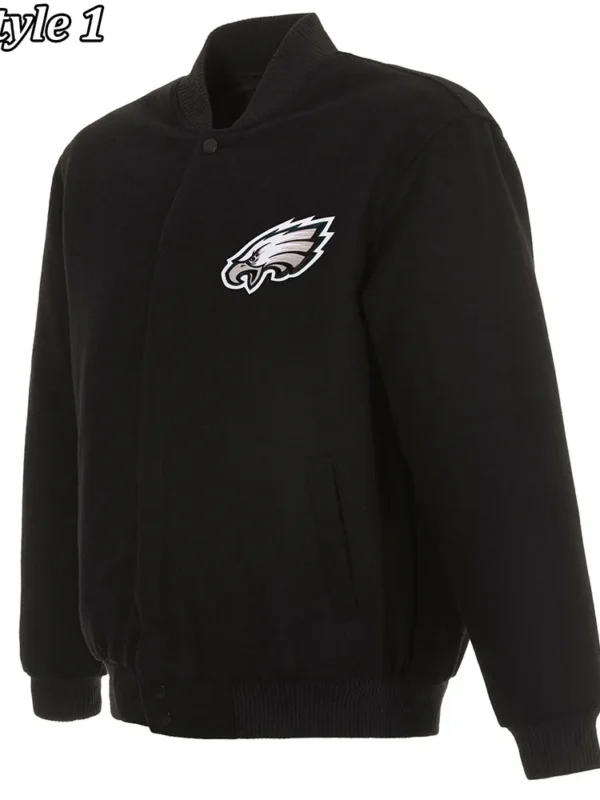 Varsity Philadelphia Eagles Black Wool Jacket