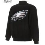 Varsity Philadelphia Eagles Black Wool Jacket