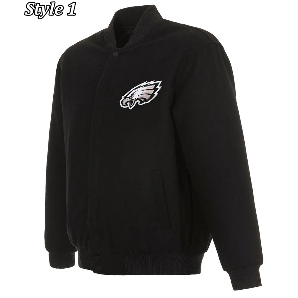 Varsity Philadelphia Eagles Black Wool Jacket Varsity Philadelphia Eagles Black Wool Jacket