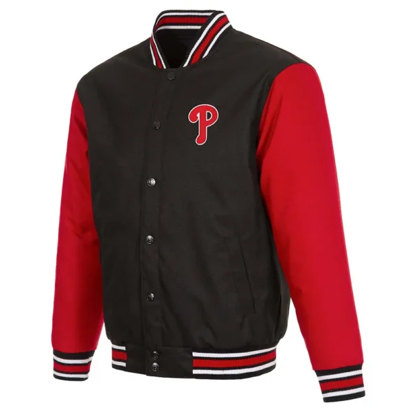 Varsity Philadelphia Phillies Black-Red Poly Twill Jacket