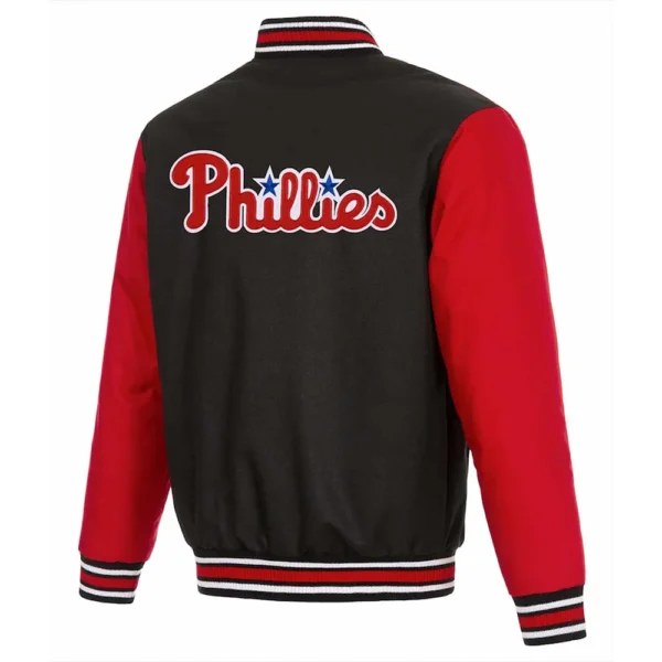 Varsity Philadelphia Phillies Black-Red Poly Twill Jacket