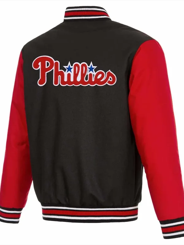 Varsity Philadelphia Phillies Black-Red Poly Twill Jacket
