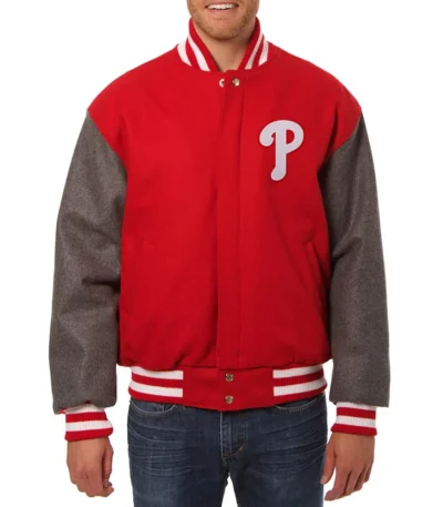 Varsity Philadelphia Phillies Red and Charcoal Jacket
