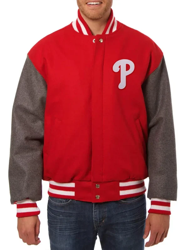 Varsity Philadelphia Phillies Red and Charcoal Jacket