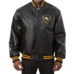 Varsity Pittsburgh Penguins Black Leather Jacket