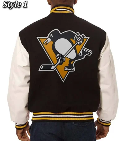 Varsity Pittsburgh Penguins Black and White Two-Tone Jacket