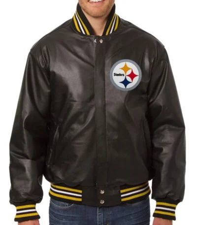 Varsity Pittsburgh Steelers Black Leather Jacket