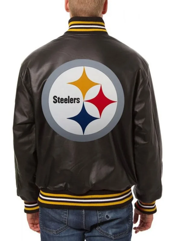 Varsity Pittsburgh Steelers Black Leather Jacket