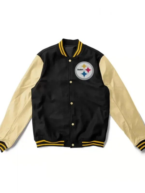 Varsity Pittsburgh Steelers Black and Cream Jacket