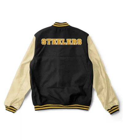 Varsity Pittsburgh Steelers Black and Cream Jacket