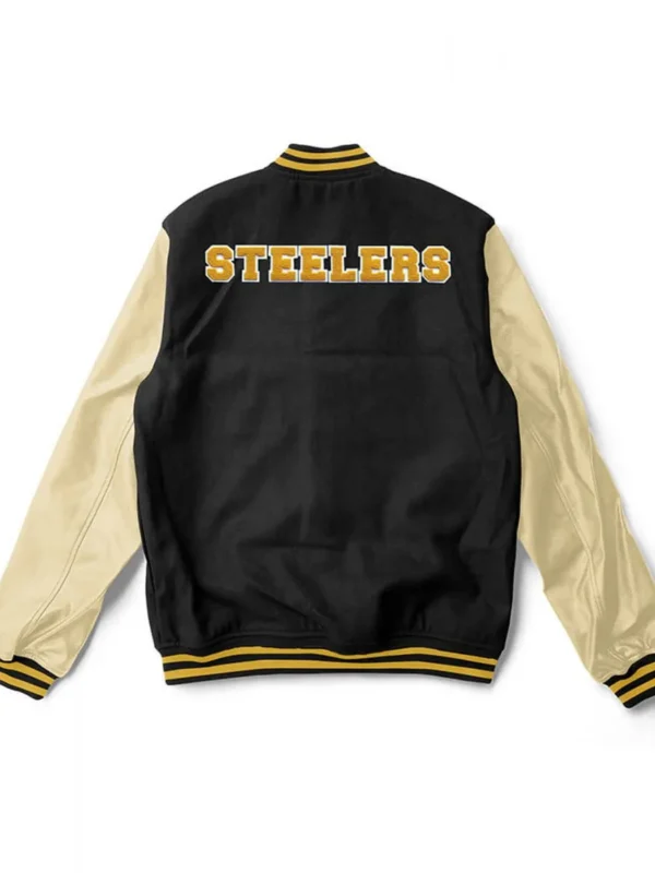 Varsity Pittsburgh Steelers Black and Cream Jacket