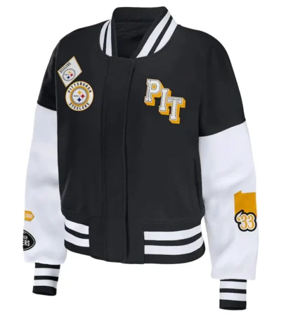 Varsity Pittsburgh Steelers Erin Andrews Black and White Jacket