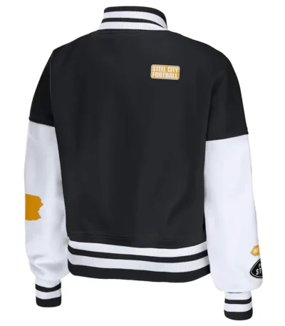 Varsity Pittsburgh Steelers Erin Andrews Black and White Jacket