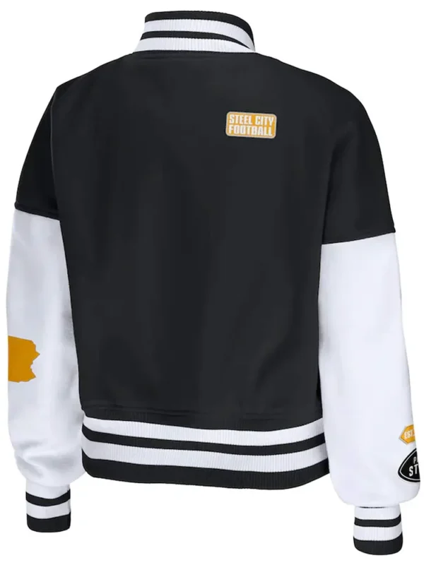 Varsity Pittsburgh Steelers Erin Andrews Black and White Jacket