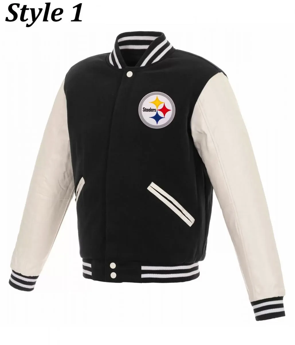 Varsity Pittsburgh Steelers Leather-Wool Jacket Varsity Pittsburgh Steelers Leather-Wool Jacket