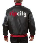 Varsity Portland Trail Blazers Black Leather Jacket