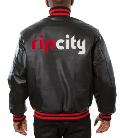 Varsity Portland Trail Blazers Black Leather Jacket